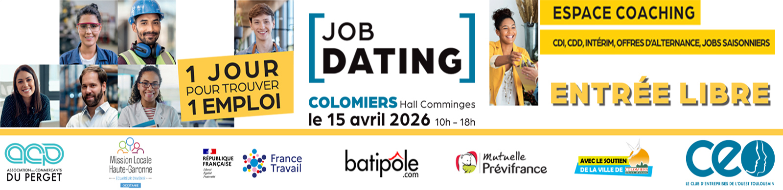 Les partenaires du Job Dating de Colomiers le 15 avril 2026